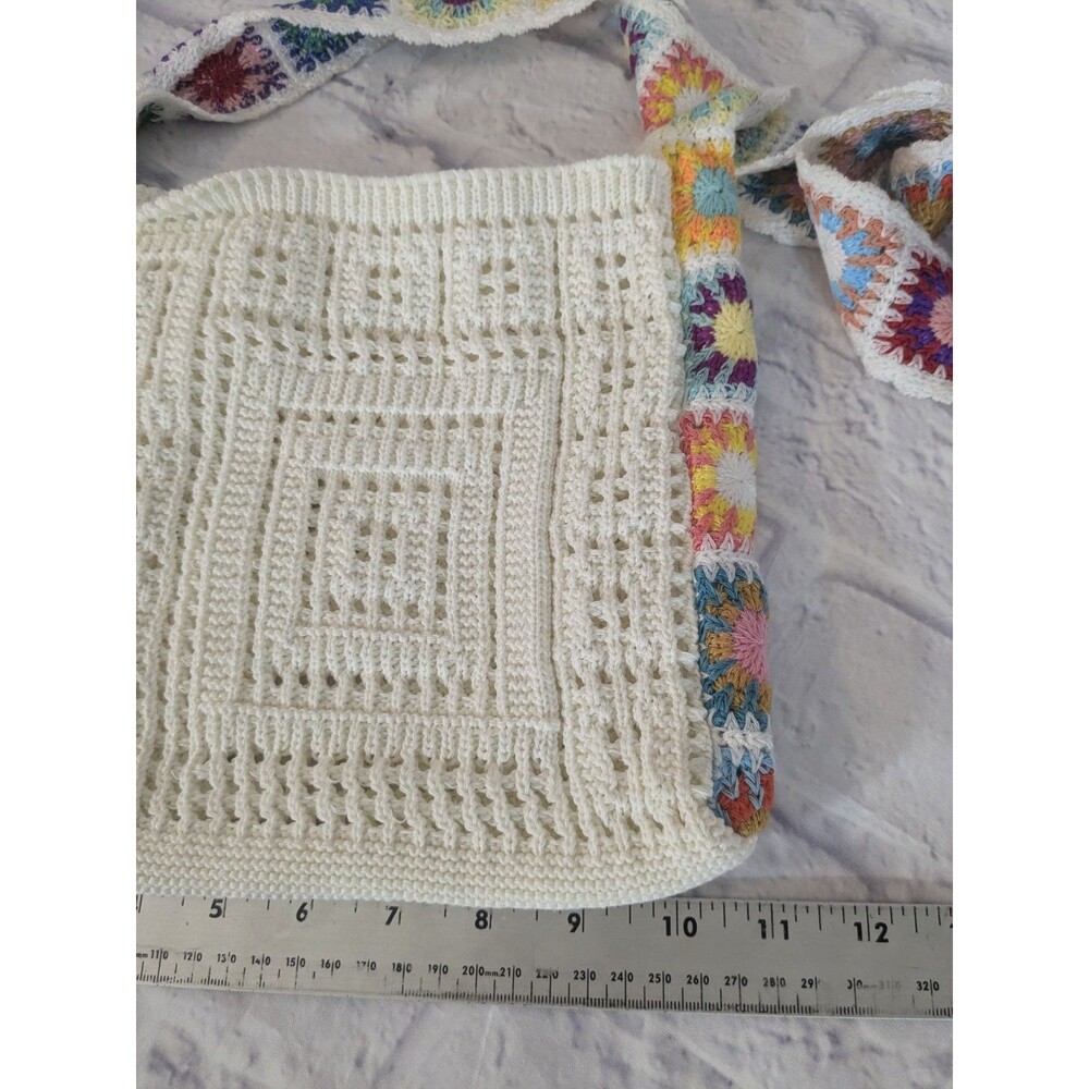 Womens Crochet Granny Square Tote Purse Shoulder Bag - Picture 4 of 6